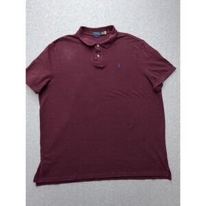 Polo Ralph Lauren Polo Shirt Mens 2XL Red Classic Fit Iconic Mesh Pony Logo